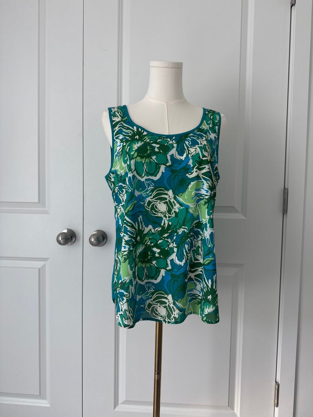 Bob Mackie Wearable Art Floral Tank Blouse Cottagecore Grandmacore